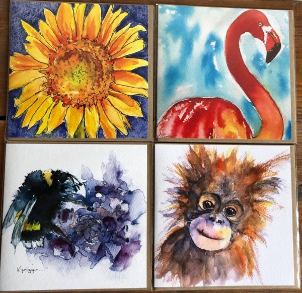 Pack of Four Colourful Cards